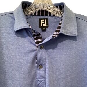 FootJoy Mens Large LIGHT BLUE Heathered Performance Golf Polo Shirt